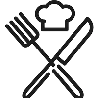ikona sztućców i czapki kucharskiej